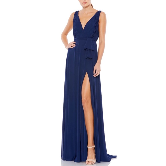 Mac Duggal Ieena 55283 V-Neck Sleeveless Chiffon Gown